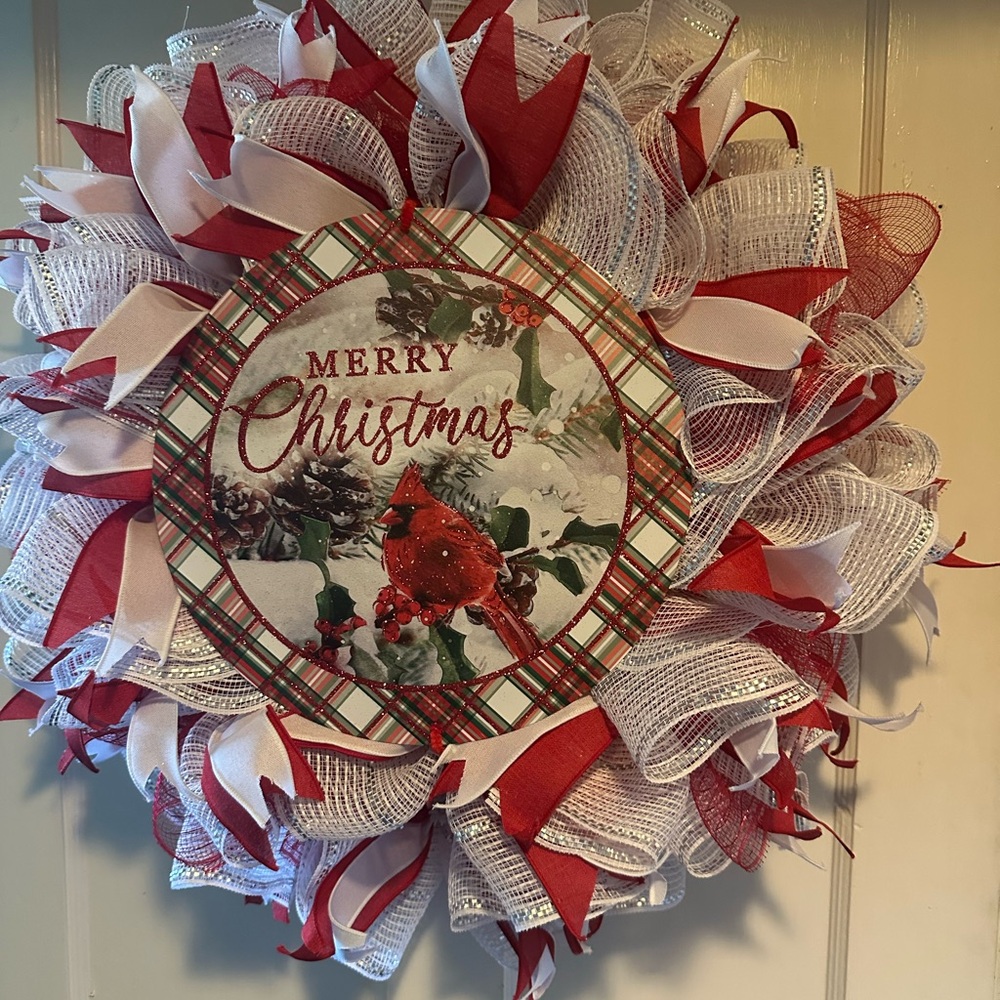 Elegant Red and White Holiday Wreath